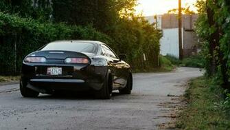 Wallpaper Toyota Supra Black Jdm Rearside