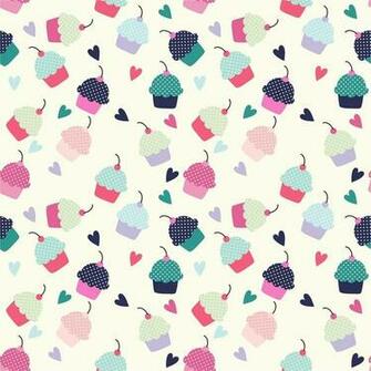 Cupcake Candy Hearts Sweet Food Cake Cherry Patterns
