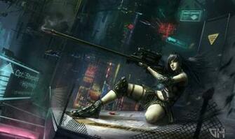 Sniper Riffle Girl Female Anime HD Wallpaper Desktop Pc Background