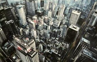 Wallpaper Street Skyscrapers Abstract Realism Emilio Valerio D