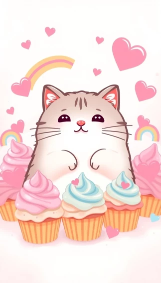 Cute Pastel Kawaii Pusheen Wallpaper