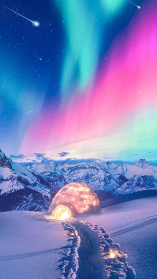 Snow Winter Iceland Aurora Northern Lights In Resolution