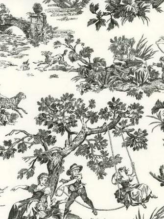 Black Toile Animals Wallpaper Traditional