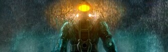 Bioshock Big Daddy Rain Light Arm Wallpaper