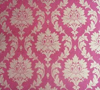 Deep Pink Light Pewter Damask Vinyl Wallpaper Roll Code V104
