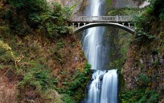 Waterfall With Bridge HD Wallpaper