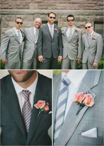 Classic Peach And Gray Wedding