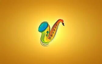 Art Saxophone Jazz Music Orange Background Vector Pattern Wallpaper