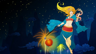 Janna Lunar Revelry Blue Wallpaper By Mignion