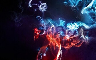 Dark Background Smoke Steam Blue Red Wallpaper
