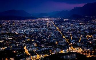 Cityscapes Night Lights Hills France Grenoble Wallpaper