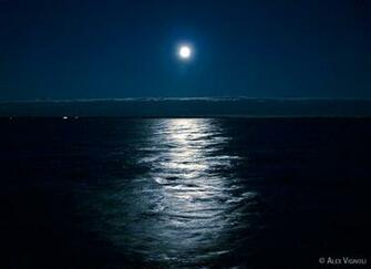 Moon Over The Water Wallpaper HD Desktop Image Blue