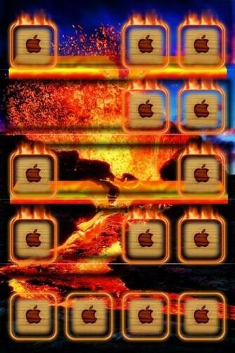 iPhone 3gs HD Fire Apple Sign Wallpaper Background