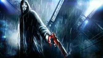 Anonymous 3d Art Blue General Gun Rain