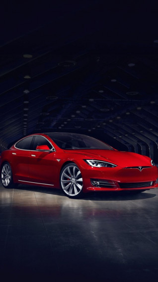 Red Tesla Model S No Grill iPhone Wallpaper