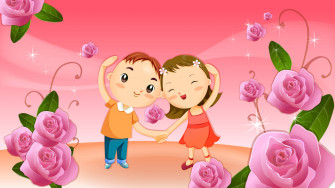 Cute Couple Cartoon Wallpaper