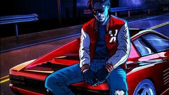 Kavinsky Testarossa Autodrive Neon Noir Retro Waves Art
