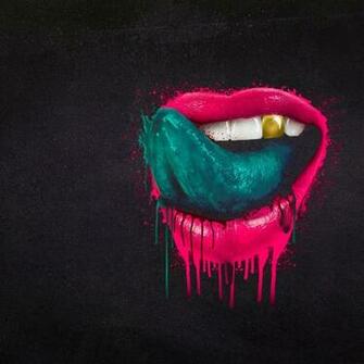Red Lips Green Tongue iPad Wallpaper iPhone