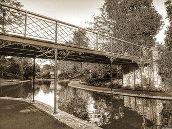 Bridge In Sepia Wallpaper Stock Photos