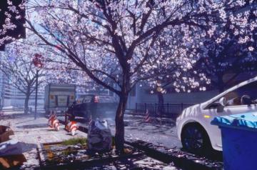 Anime City Spring Cherry Blossom Wallpaper