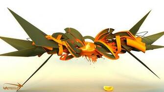 3d Graffiti Wallpaper Orange Fruit