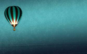 Blue Flying Vintage Drawings Hot Air Balloons Wallpaper Art