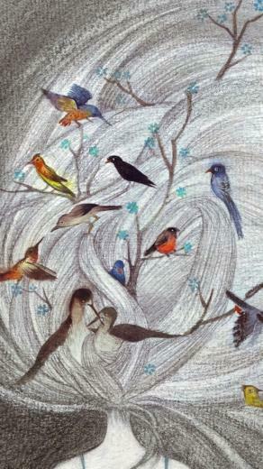Birds And Trees Sketch Wallpaper iPhone