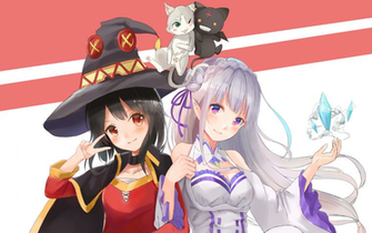 Anime Crossover Megumin Konosuba Emilia Re Zero Pack