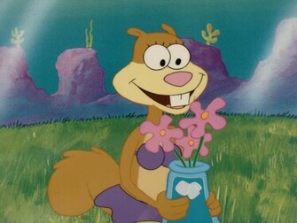 Spongebob Holding Flowers Original Flower Background