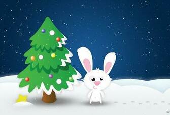 Wallpaper Christmas New Year Tree Rabbit Hare Graphics