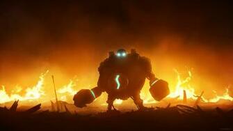 Blitzcrank In Flames Fan Art By Lionsketch