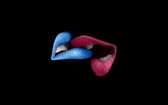 Blue Pink Lips Wallpaper