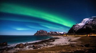 Aurora Borealis Northern Lights Beach Scenery 4k Wallpaper iPhone