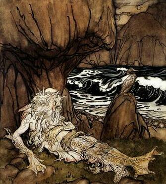 A Crowned Merman Illustration Arthur Rackham Art Wallpaper