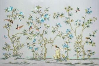 Griffin Wong Elegance In Silk Hand Painted Wallpaper Design