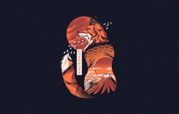 Wallpaper Minimalism Japan Fox Style Background