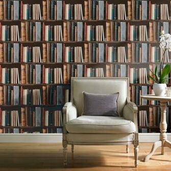 Wallpaper Grandeco Ideco Library Books Realistic Book