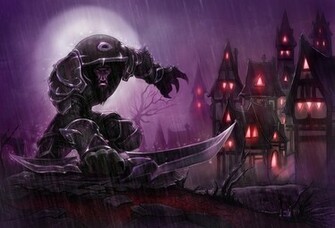 Wallpaper Worgen World Of Warcraft Knife Night Rain Desktop
