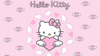 Pink Hello Kitty Heart With Wings Wallpaper
