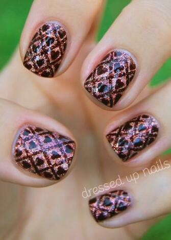 Dressed Up Nails Ornate Wallpaper Nail Art With Hearts And Glitter