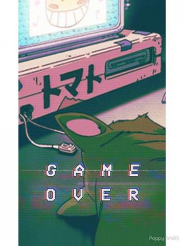 90s Anime Cat Game Over Vaperwave Grunge Pixel Kawaii iPhone Case