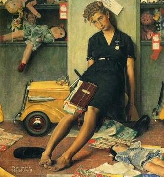 Tired Salesgirl On Christmas Eve Norman Rockwell Paintings