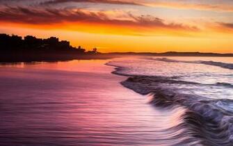 Waves Sunset Alamanos Beach Widescreen High Definition