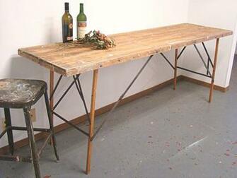 Vintage Wallpaper Table Folding Wood Work Surface
