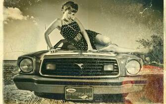 Pin Up Girl And Mustang Wallpaper HD