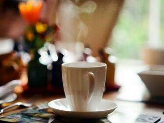 Tea Cup On Desk Smoke Desktop Wallpaper