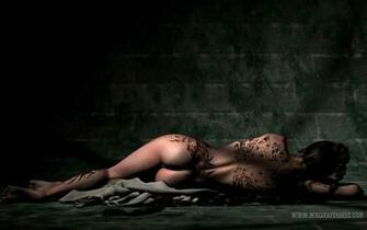 Tattoo Girl On The Ground Wallpaper