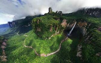 Mountains Under Clouds And Waterfall Awesome HD Landscape Wallpaper