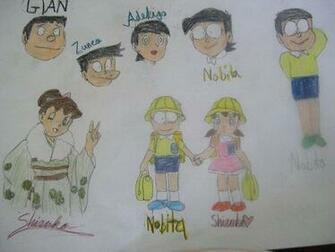 Doraemon Characters Wallpaper Bunga