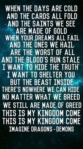 Imagine Dragons Demons Lyric Wallpaper Lyrics